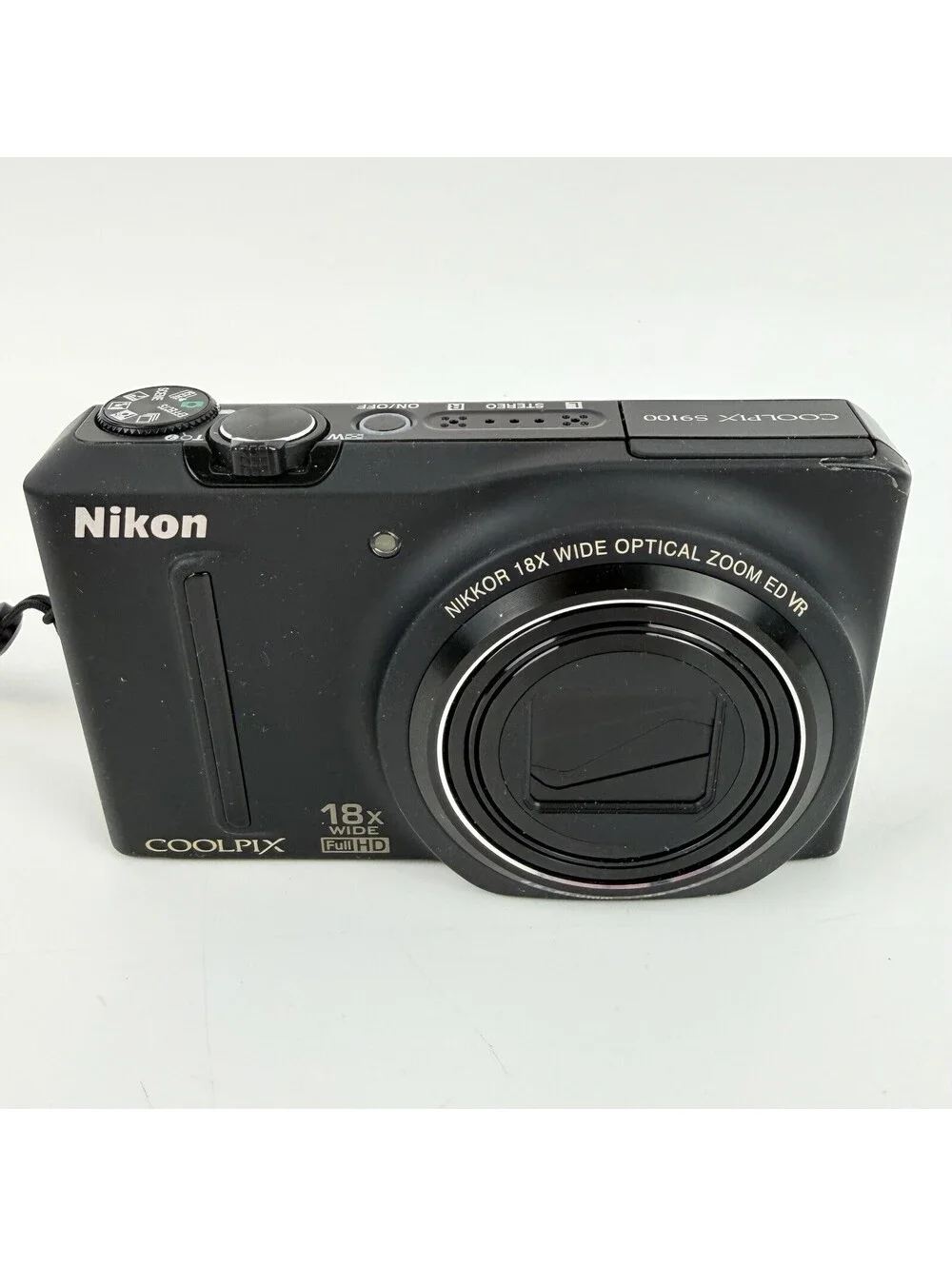Nikon COOLPIX S9100 12.1MP 18x Optical Zoom Black Digital Camera + Battery + Bag